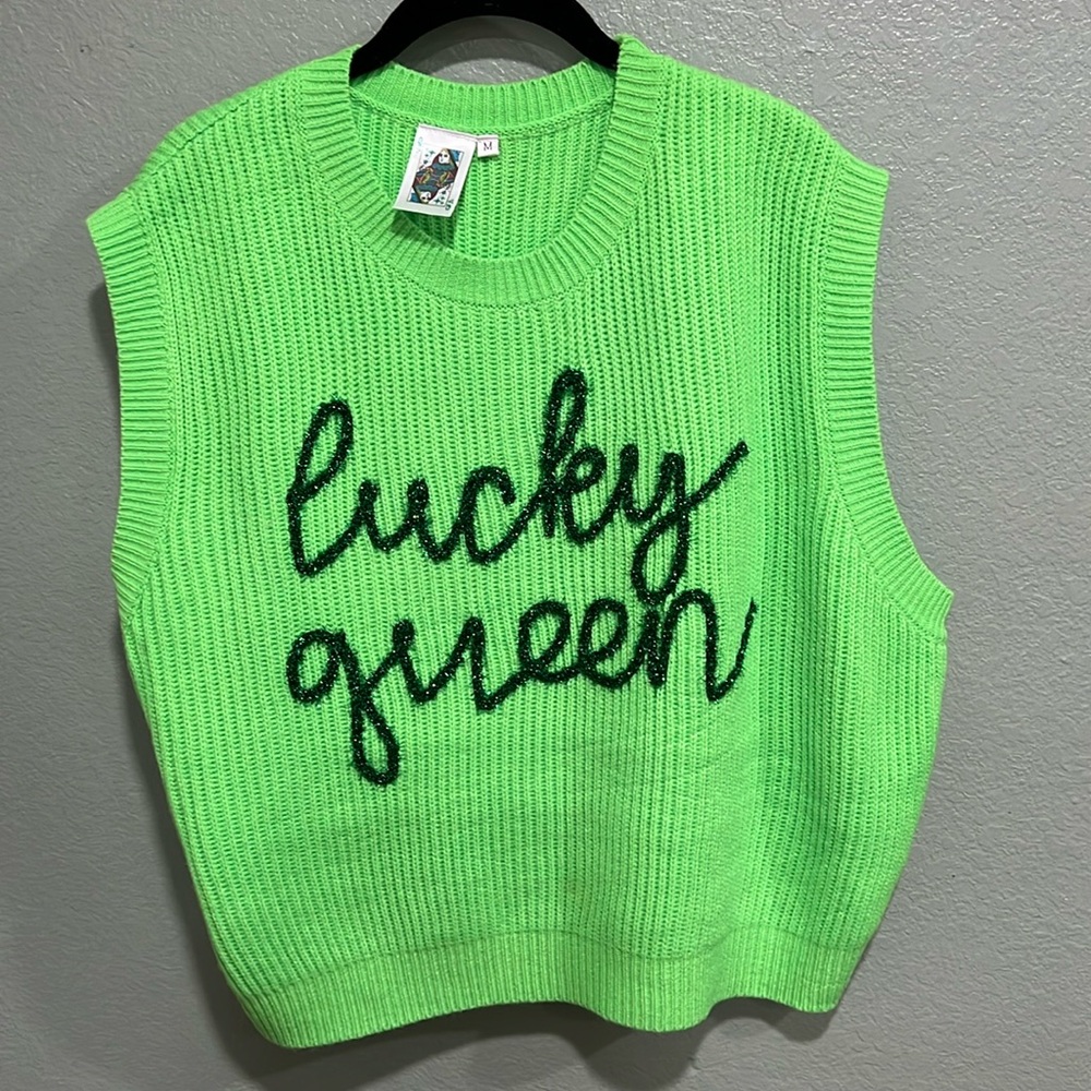 Queen of Sparkles - Green Sweater Vest